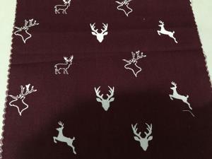 Kain Katun Motif Print Rusa Maroon L01